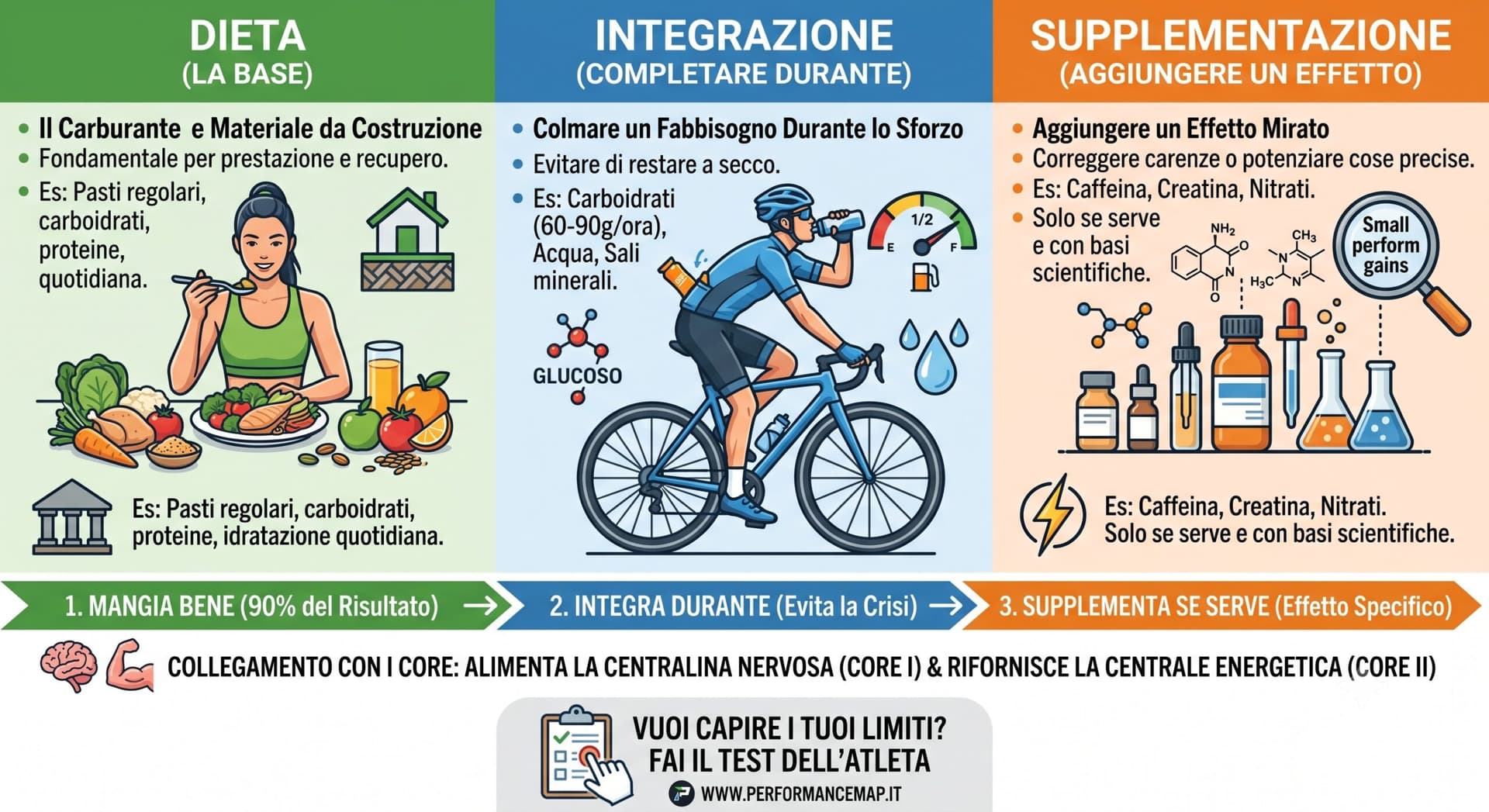 Nutrizione e prestazione: integrazione e supplementazione non sono la stessa cosa