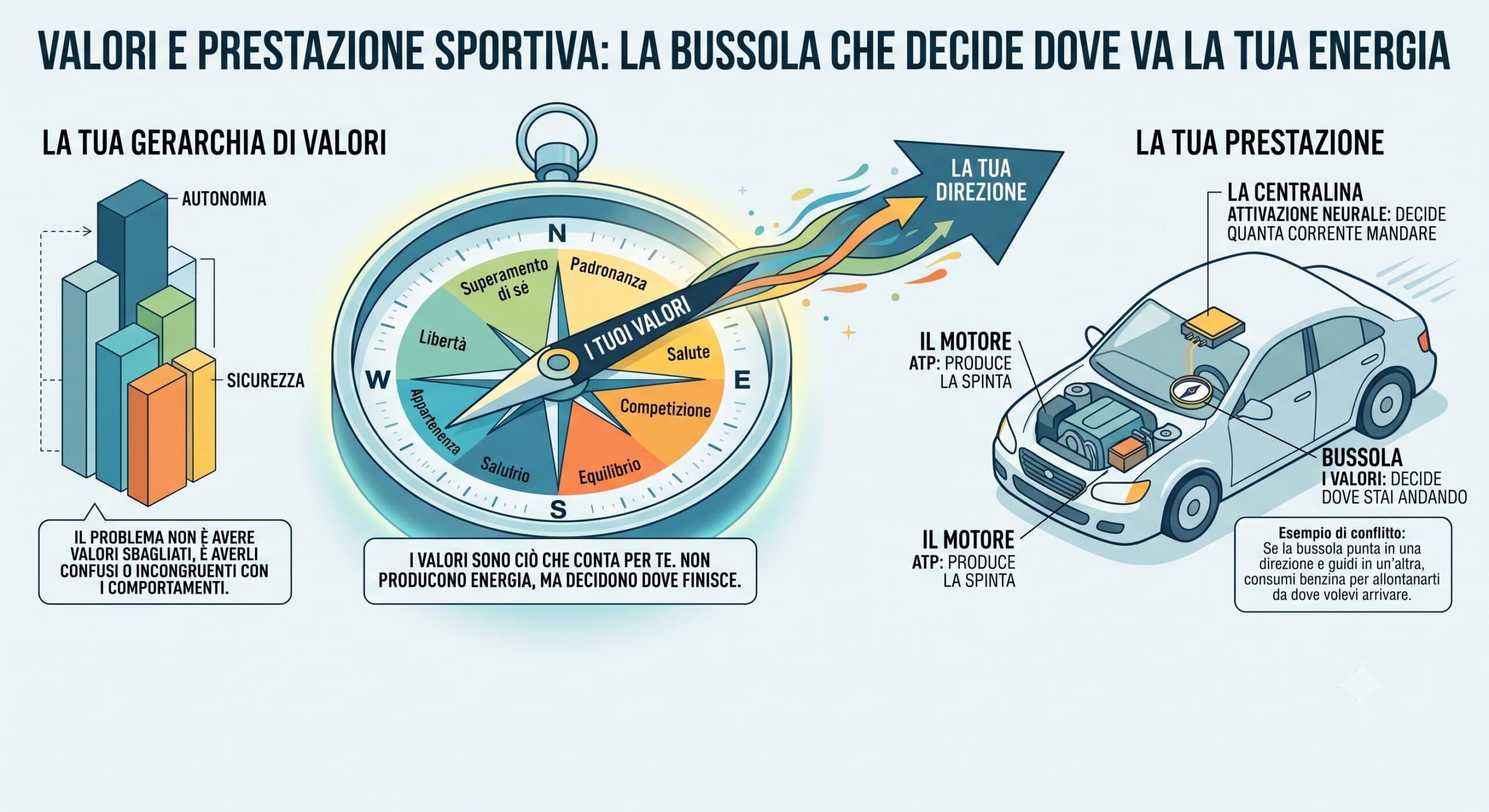 Valori e prestazione sportiva: la bussola che decide dove va la tua energia